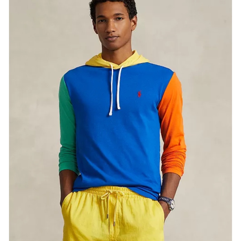 Polo Ralph Lauren Color-Blocked Jersey Hooded T-Shirt